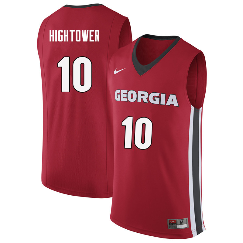 Georgia Bulldogs #10 Teshaun Hightower College Basketball Jerseys Sale-Red